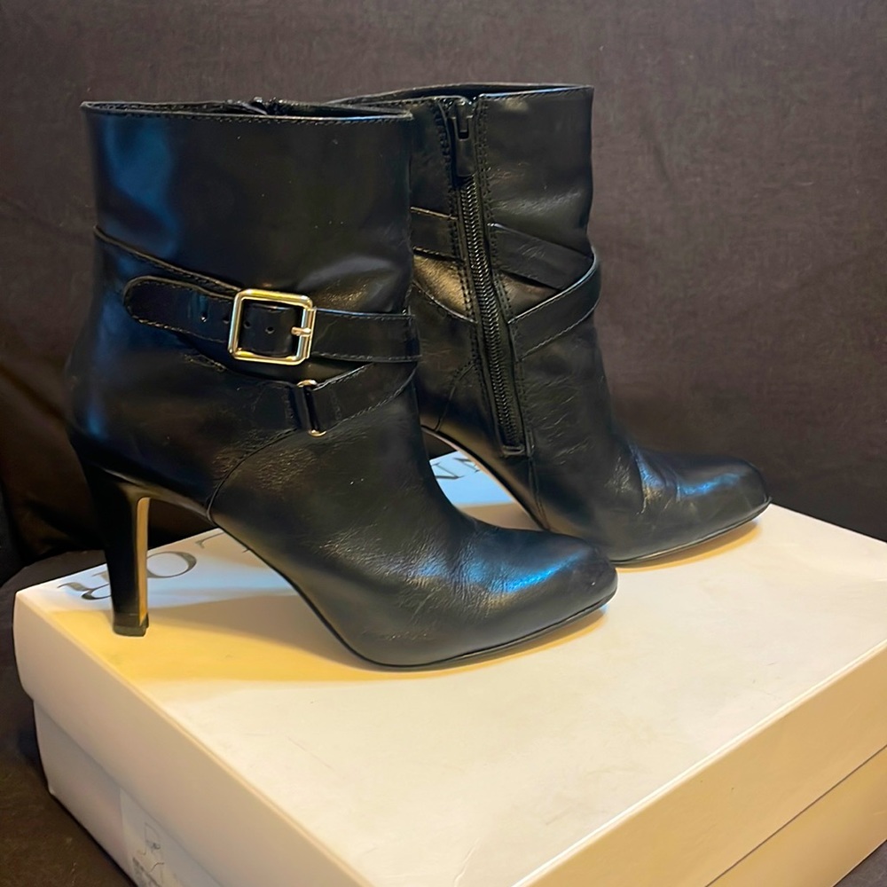 Black Leather Boots with Buckle